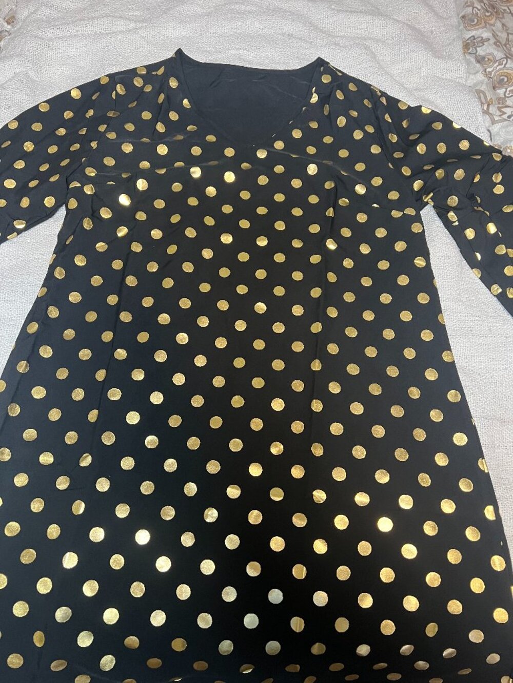 Black Gold Foil Polka Dot Shift Dress